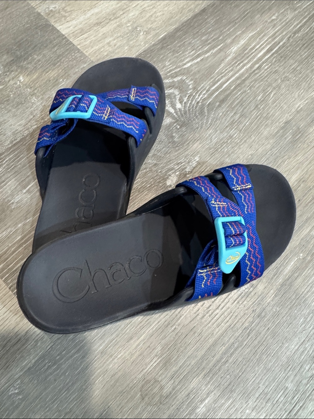 Chaco Blue and Black Women's Slide Sandals